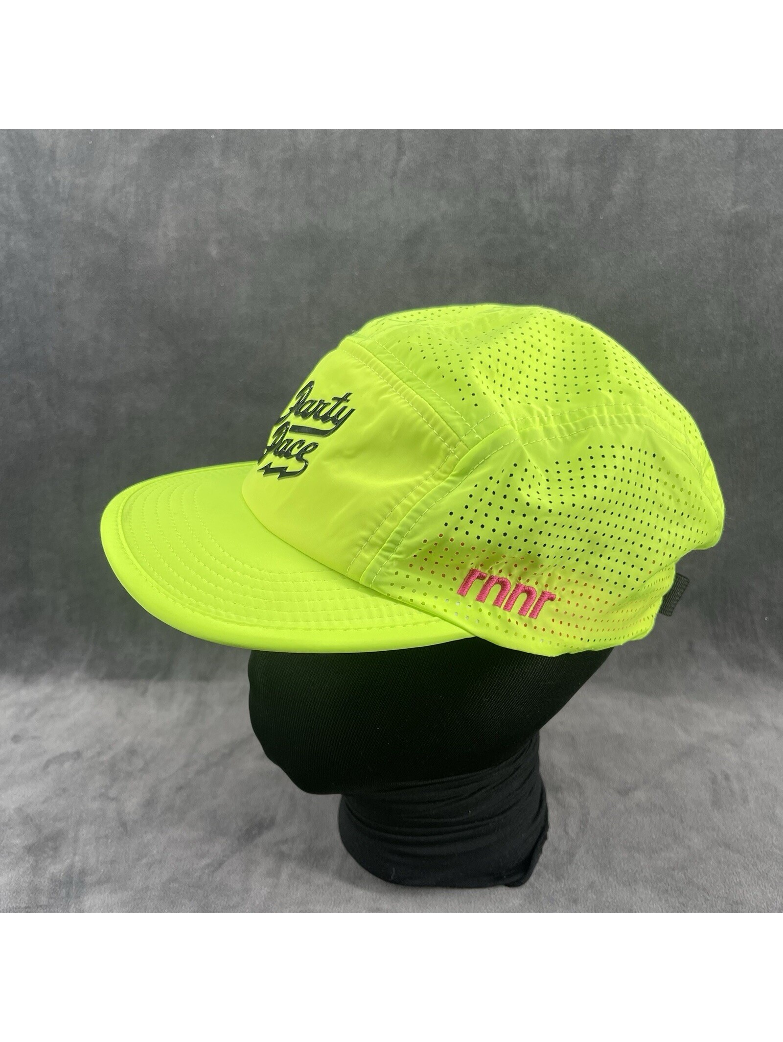 Party Pace Neon Green Running Cap Nwt 5 Panel Performance Race Hat — image 2 of 5